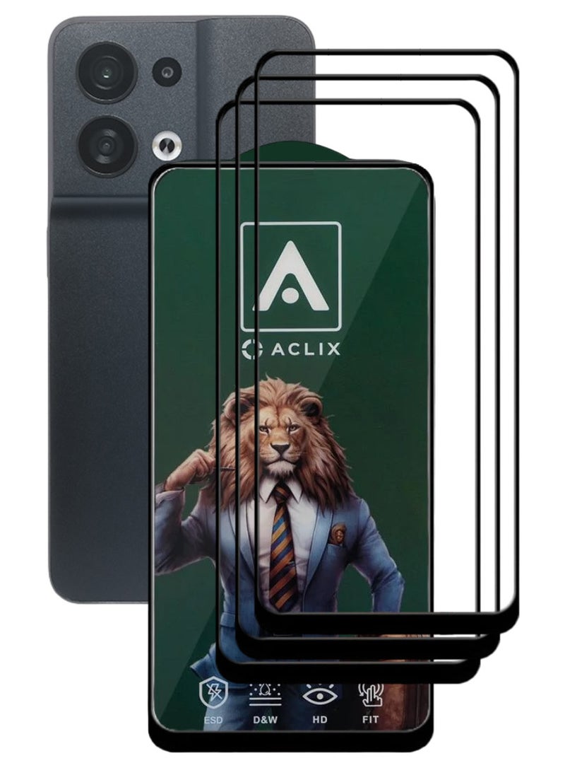ACLIX 3 Pieces Antistatic ESD Dustproof Premium Quality High Definition Tempered Glass Screen Protector Designed For Oppo Reno8 - Image 1