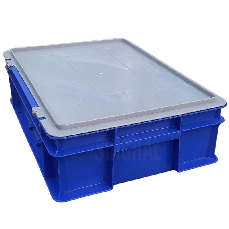 SINGHAL SINGHAL Plastic Crate with Lid 400x300x110 MM Multipurpose Heavy Duty Portable Crates for storage Shelf Basket for Large Storage Bin Vegetable Fruit Milk  - Image 5