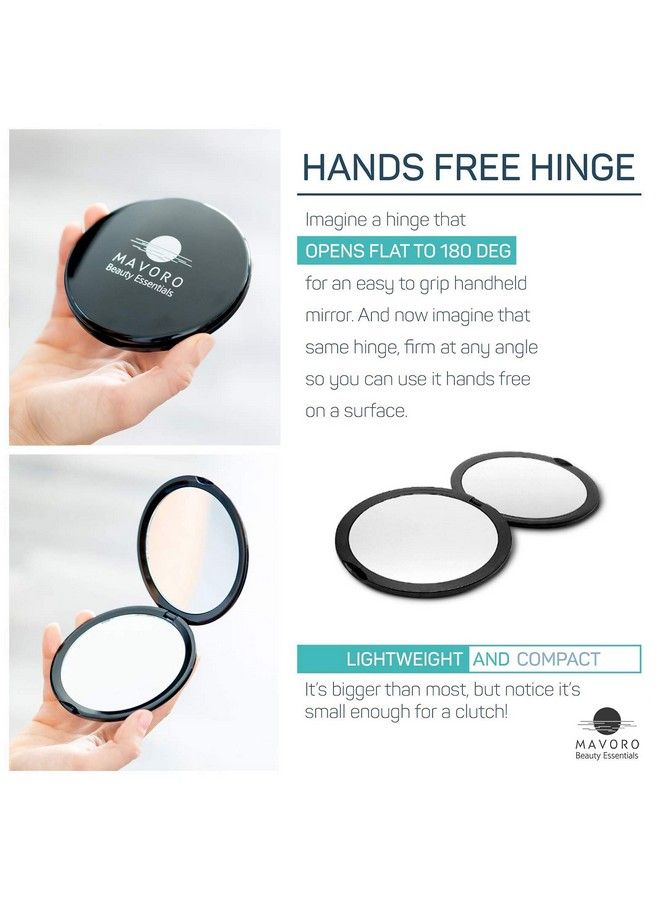 Mavoro Magnifying Compact Mirror For Purses 1X/10X Magnification Double Sided Travel Makeup Mirror 4 Inch Small Pocket Or Purse Mirror. Distortion Free Folding Portable Compact Mirrors (Black)  - Image 4