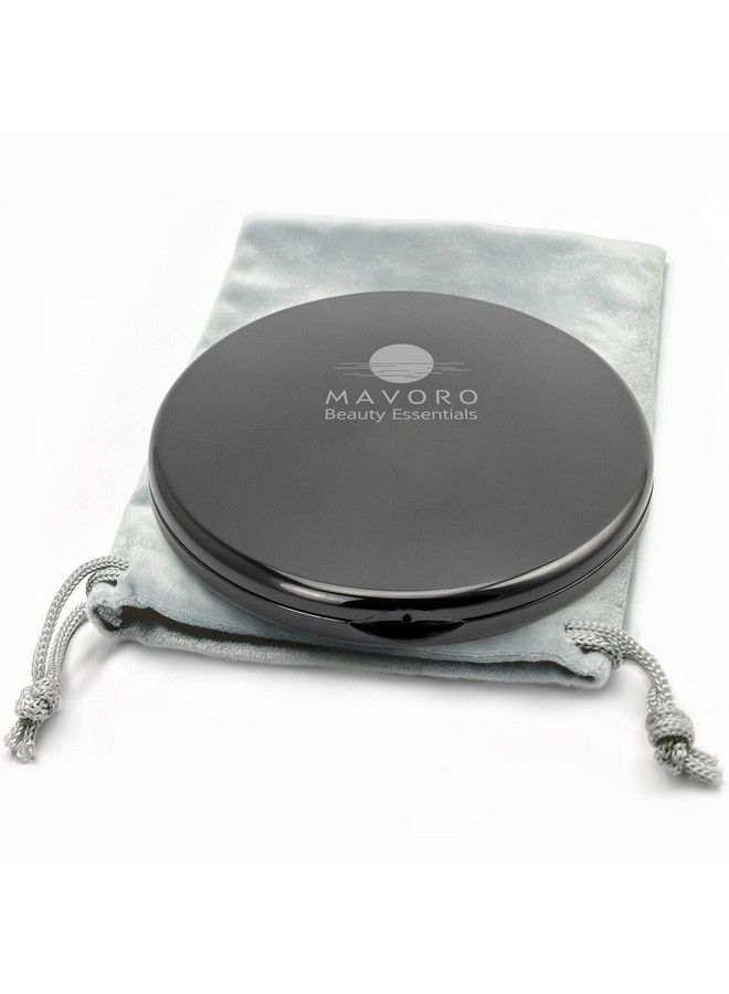 Mavoro Magnifying Compact Mirror For Purses 1X/10X Magnification Double Sided Travel Makeup Mirror 4 Inch Small Pocket Or Purse Mirror. Distortion Free Folding Portable Compact Mirrors (Black)  - Image 1