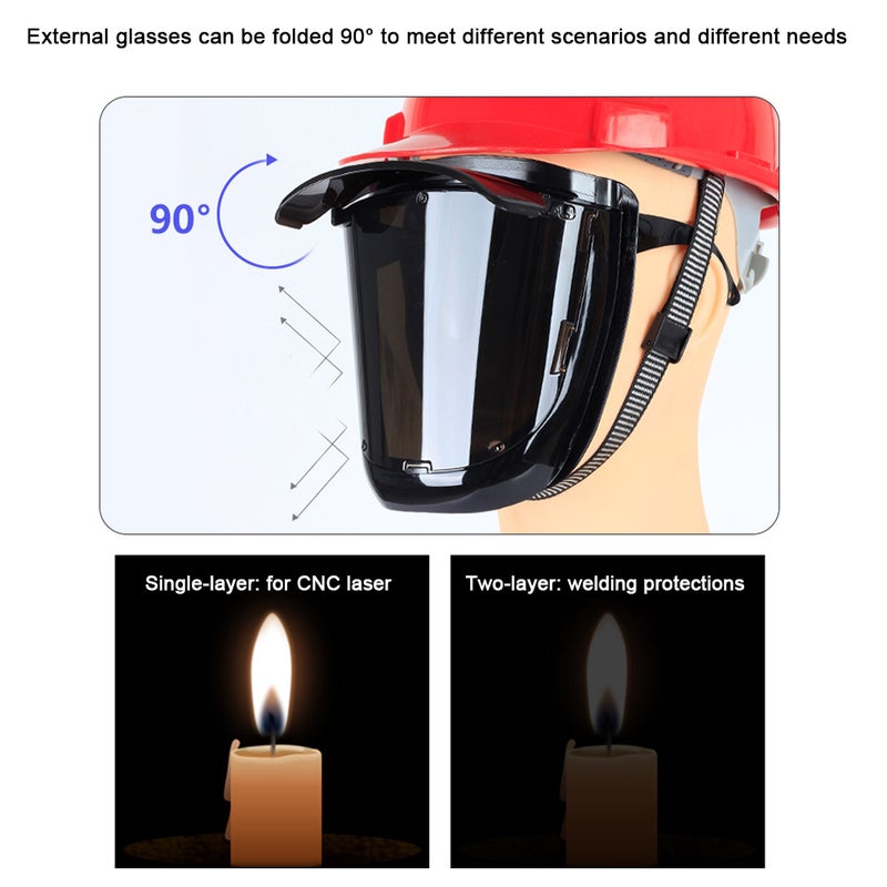 Welding Facemask: Tan High Temperature PC Material 120℃ Resistance - 180° Large View 90g Lightweight Wearable Welding Facemask for Arc Welding Professionals & Outdoor Welding Work - Image 3