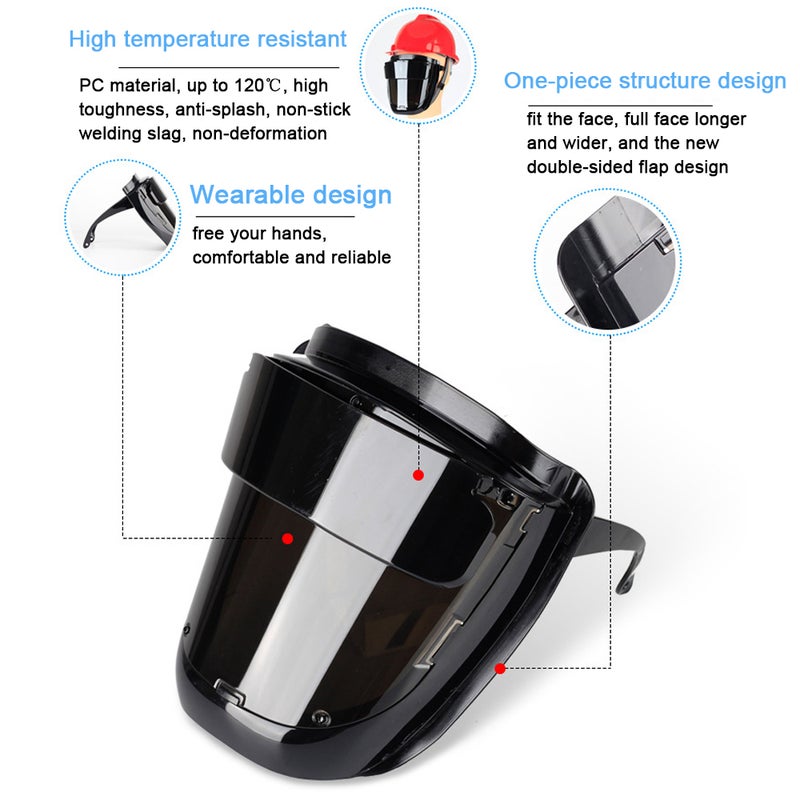 Welding Facemask: Tan High Temperature PC Material 120℃ Resistance - 180° Large View 90g Lightweight Wearable Welding Facemask for Arc Welding Professionals & Outdoor Welding Work - Image 2