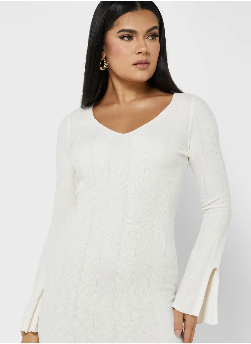 4th & Reckless V- Neck Knitted Dress