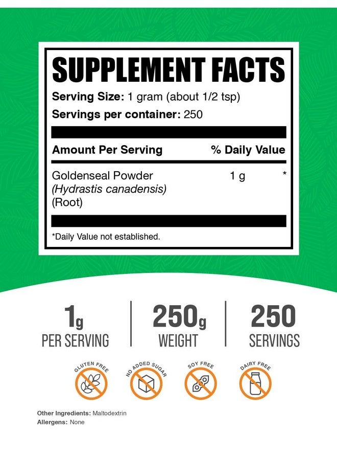 BulkSupplements مسحوق جذر الذهب - مسحوق مكمل عشبي، مستخرج من جذر الذهب - خالي من الغلوتين - 1000 ملغ لكل حصة، 250 غ (8.8 أونصة)، (عبوة من 1) - Image 2