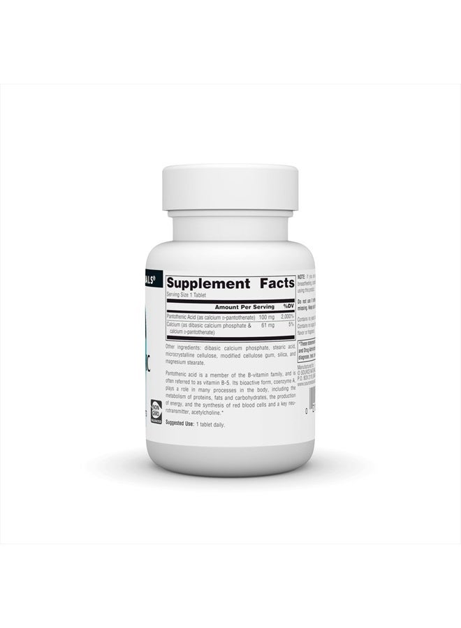 Source Naturals حمض البانتوثينيك 100 ملغ مكمل غذائي فيتامين ب-5 - 100 قرص - Image 2