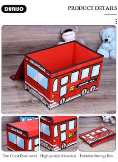 DUNISO Toy Chest Storage Box,Waterproof Toy Storage Organizer for Home Kids, Collapsible Storage Cubes Organizer, Kids Toy Bin with Lids, School Bus Pattern Toy Storage Organizer for Boys, Girls, Playroom, Closet, Living Room  - Image 2