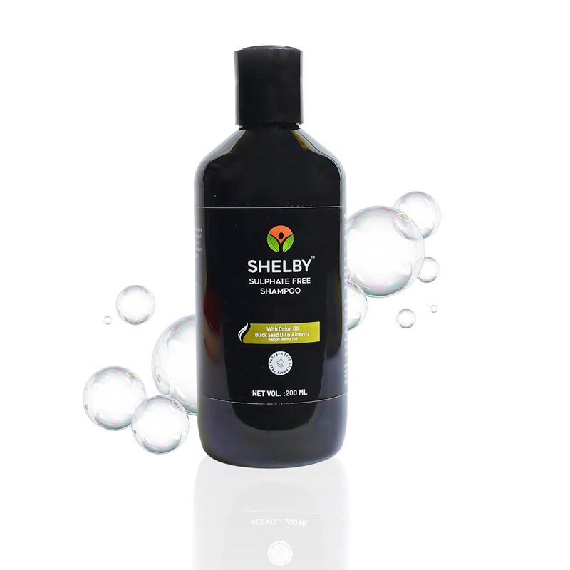 Shelby SulphateFree Shampoo with Onion Oil Black Seed Oil and Aloevera Vegan All Hair Types 200 ml - Image 1