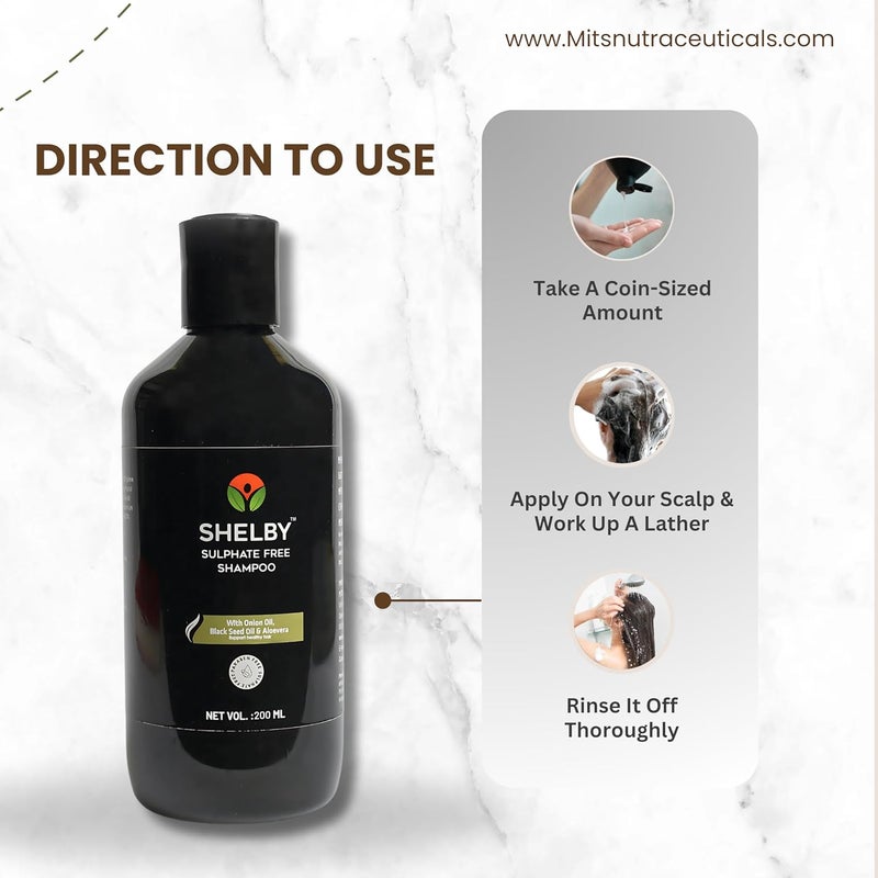 Shelby SulphateFree Shampoo with Onion Oil Black Seed Oil and Aloevera Vegan All Hair Types 200 ml - Image 5