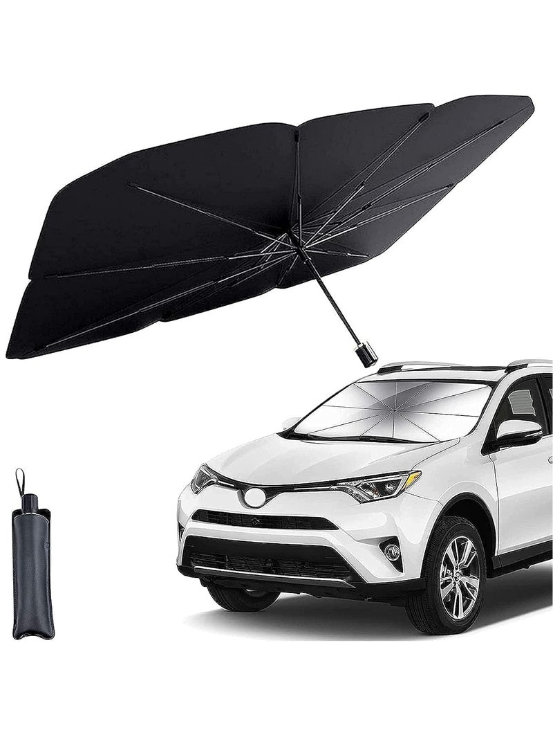 Front Windshield Titanium silver umbrella surface Isolate Heat Foldable Sunshade Car Cover Visor Umbrella Sunshade suitable for Most Cars Vehicle - Image 1