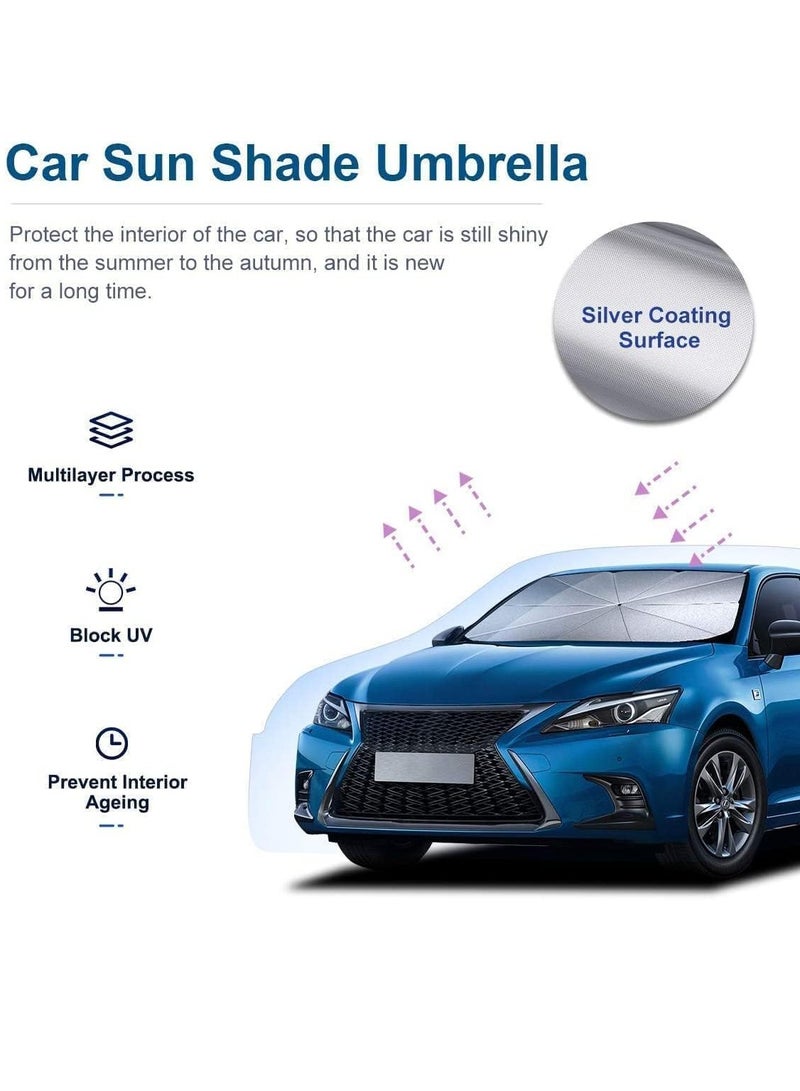 Front Windshield Titanium silver umbrella surface Isolate Heat Foldable Sunshade Car Cover Visor Umbrella Sunshade suitable for Most Cars Vehicle - Image 2