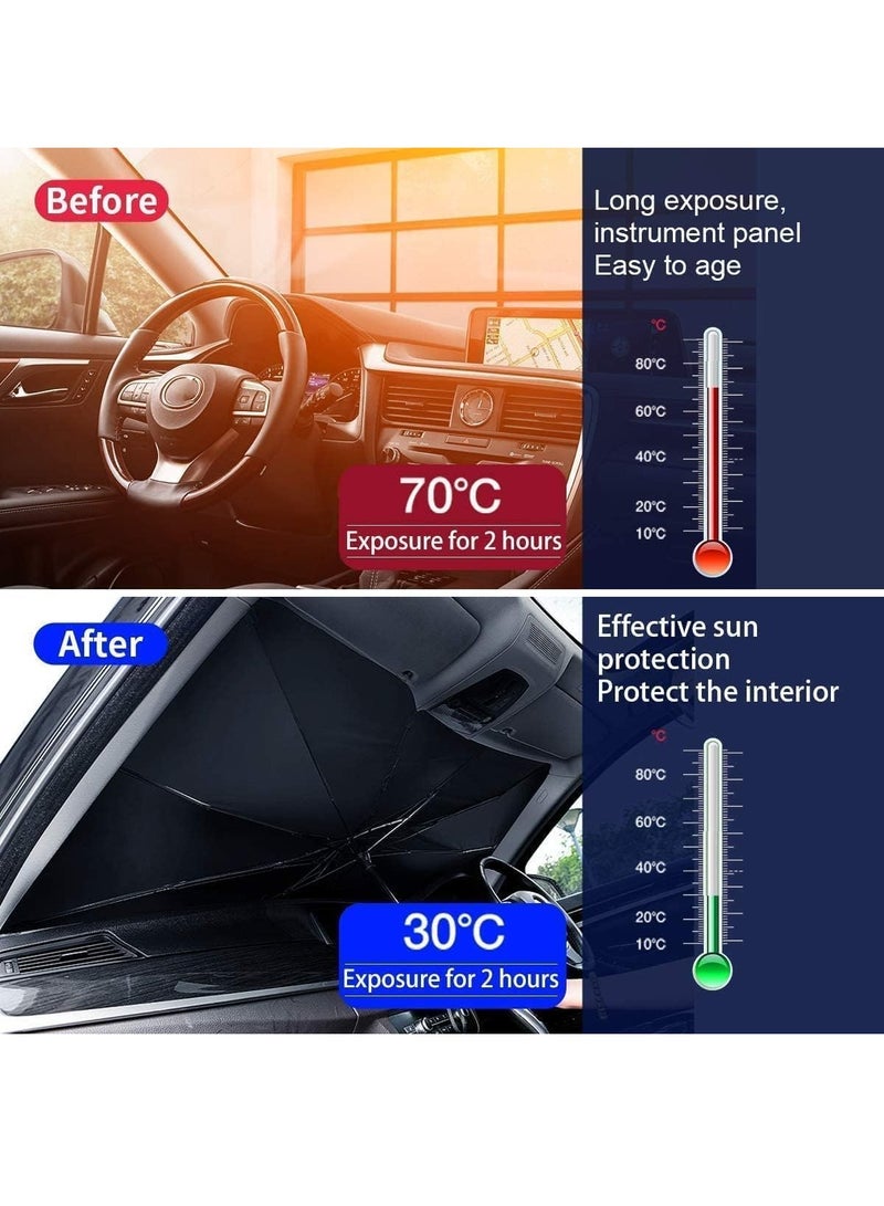 Front Windshield Titanium silver umbrella surface Isolate Heat Foldable Sunshade Car Cover Visor Umbrella Sunshade suitable for Most Cars Vehicle - Image 3