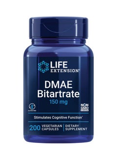 Dmae Bitartrate Dimethylaminoethanol Supplement For Brain Health Focus And Memory Support Essential Neurotransmitter Choline Production Nongmo Glutenfree Vegetarian 200 Capsules