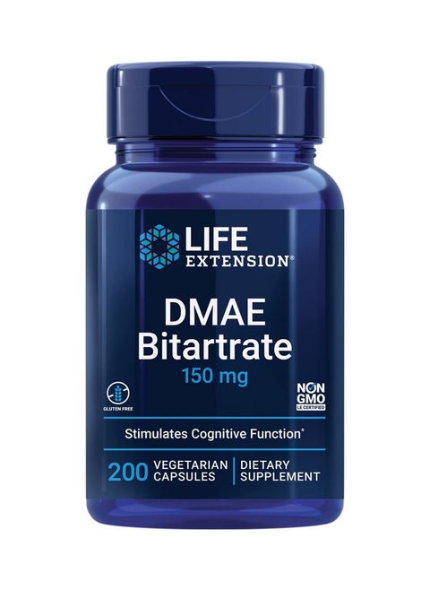 Dmae Bitartrate Dimethylaminoethanol Supplement For Brain Health Focus And Memory Support Essential Neurotransmitter Choline Production Nongmo Glutenfree Vegetarian 200 Capsules