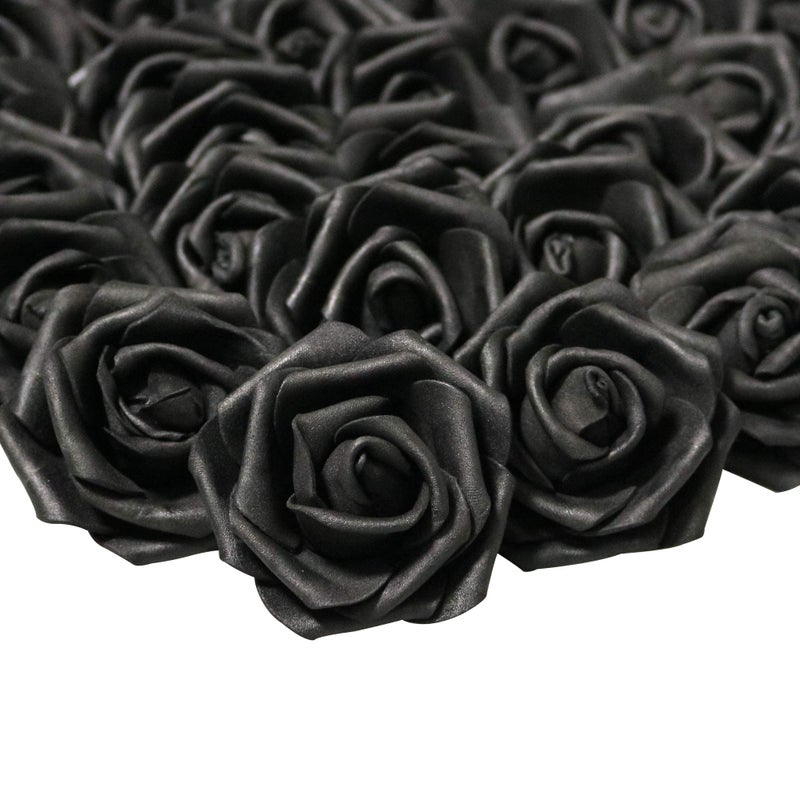 Lightingsky 3 x 1.6 x 3 inches 100pcs DIY Real Touch 3D Artificial Foam Rose Head Without Stem for Wedding Party Home Decoration (100pcs  Black)