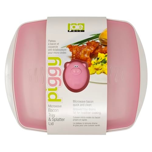 Joie Piggy Microwave Bacon Grooved Cooking Tray with Splatter Lid, Holds 4-5 Strips of Bacon, Easy to Clean, Convenient Kitchen Tool, BPA-Free, Dishwasher Safe - Image 2