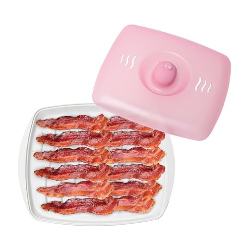 Joie Piggy Microwave Bacon Grooved Cooking Tray with Splatter Lid, Holds 4-5 Strips of Bacon, Easy to Clean, Convenient Kitchen Tool, BPA-Free, Dishwasher Safe - Image 3
