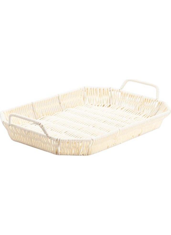 PEROTTI Synthetic Wicker Cream Rectangular Tray 43X29CM  - Image 1
