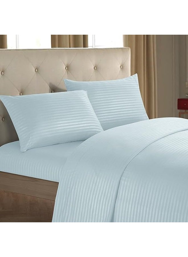 QBED - Elastic Striped Sheet Set of 3 Baby Blue - Image 1