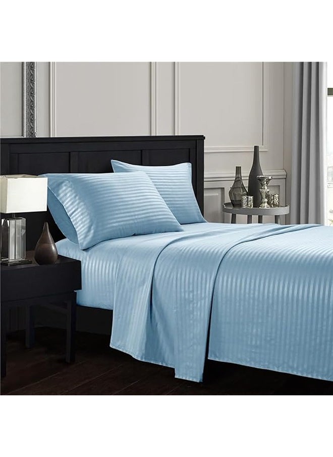 QBED - Elastic Striped Sheet Set of 3 Baby Blue - Image 1