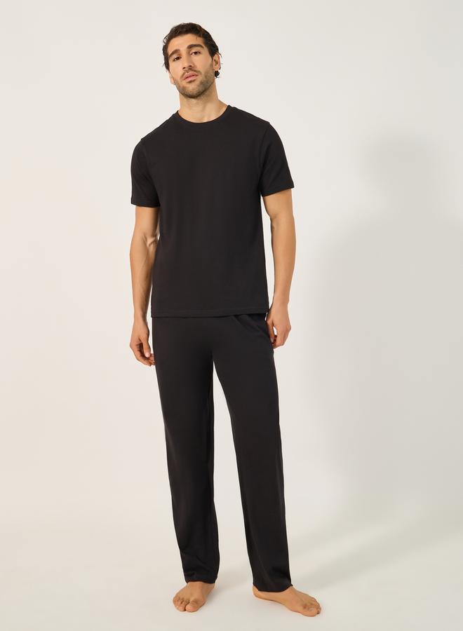 Styli Set of 2 - Solid Round Neck T-Shirt and Pyjama Set  - Image 2