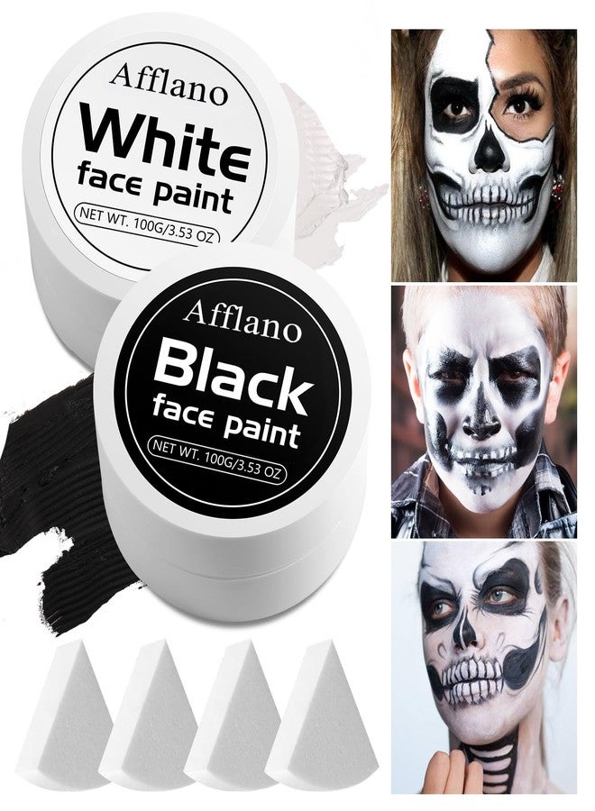 ecofavor Black and White Face Paint 6pcs Halloween Makeup Kit, Professional Oil-Based Full Coverage Cream, Non-Toxic, Easy to Remove, Long-Lasting, High-Pigment, Face & Body Painting Kits for Cosplay, Stage - Image 1