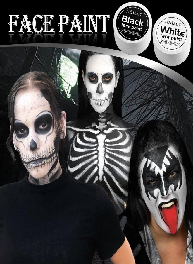 ecofavor Black and White Face Paint 6pcs Halloween Makeup Kit, Professional Oil-Based Full Coverage Cream, Non-Toxic, Easy to Remove, Long-Lasting, High-Pigment, Face & Body Painting Kits for Cosplay, Stage - Image 2