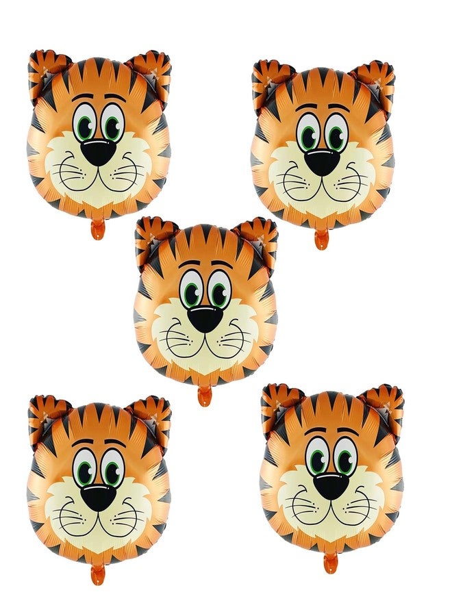 OHLIGEI 5PCS Tiger Foil Balloons Tiger Shaped Mylar Balloon for Woodland Animals Themed Birthday Party Decorations - Image 1
