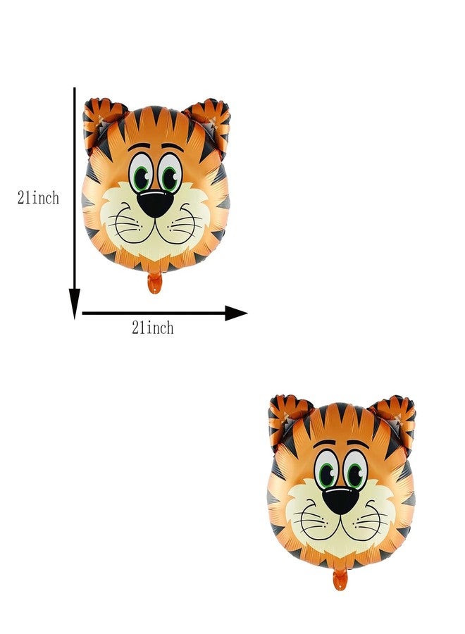 OHLIGEI 5PCS Tiger Foil Balloons Tiger Shaped Mylar Balloon for Woodland Animals Themed Birthday Party Decorations - Image 3