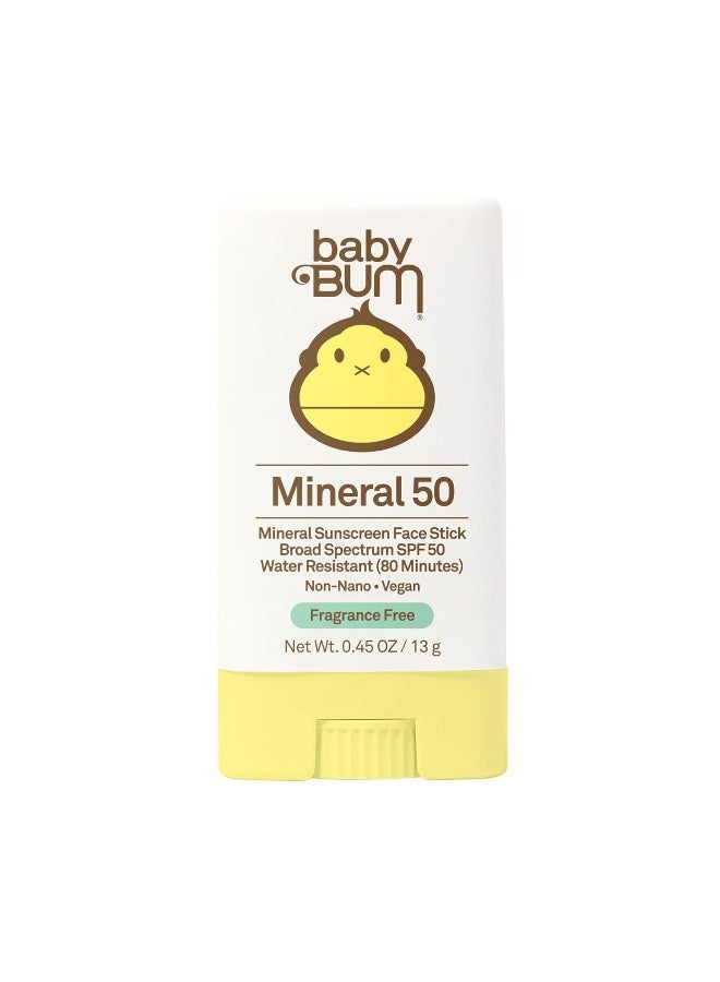 Sun Bum Baby Bum Mineral SPF 50 Sunscreen Stick - Hawaii 104 Act Compliant (Without Octinoxate & Oxybenzone) - UVA/UVB Face and Body Protection - Unscented for Sensitive Skin - Travel Size 0.45 Oz - Image 1