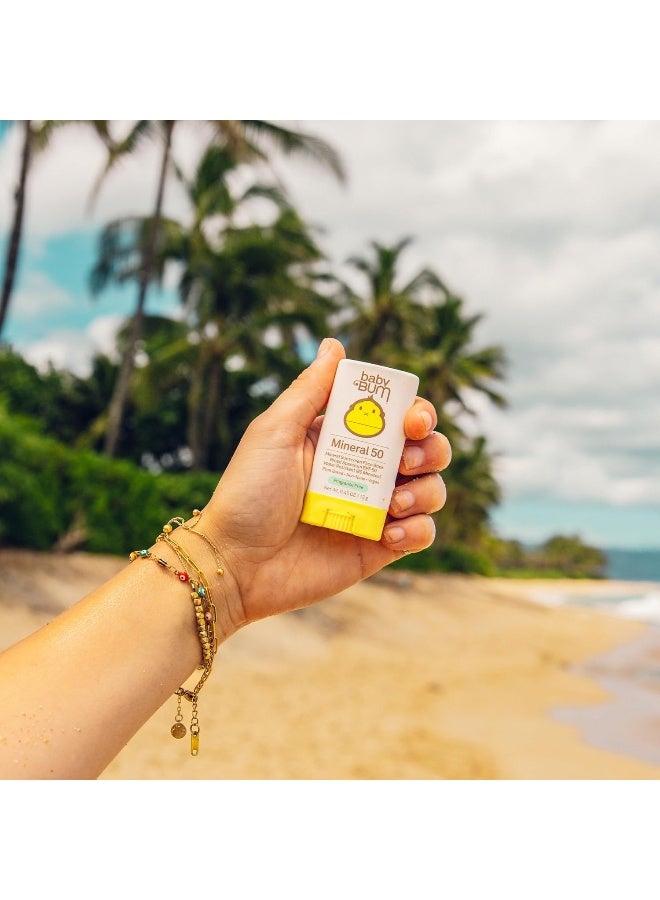 Sun Bum Baby Bum Mineral SPF 50 Sunscreen Stick - Hawaii 104 Act Compliant (Without Octinoxate & Oxybenzone) - UVA/UVB Face and Body Protection - Unscented for Sensitive Skin - Travel Size 0.45 Oz - Image 3