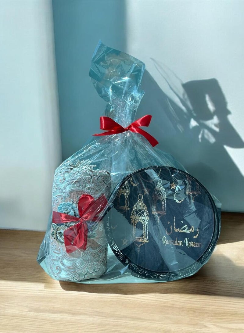 Sajadati Premium Ramadan Gift Set – Luxury Pink Turkish Prayer Mat (120x60 cm) & Elegant Wooden Food Serving Tray – Islamic Gift for Ramadan, Eid, Suhoor, Iftar, Muslim Prayer Rug, Home & Travel Essentials - Image 2