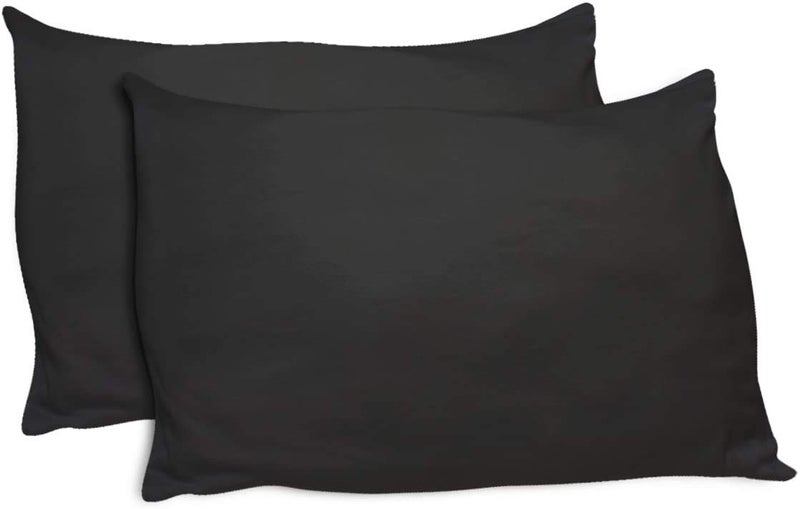 Betty Dain Stretch Jersey Universal Pillowcase - One Size Fits All Pillows, 100% Jersey Knit Cotton Pillowcase, Soft Covering for Standard and King Pillows, Zipper Closure, Black, 2 Per Pack - Image 1