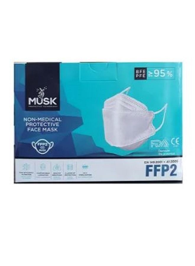 MUSK Pack Of 10 Pieces N95 Mask White For Adults - Image 2