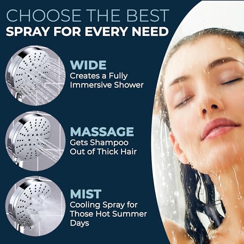 HammerHead Showers Dual Shower Head Combo, 8-Inch Rainfall & 3-Flow Handheld, Chrome, 2.5 GPM - Image 4