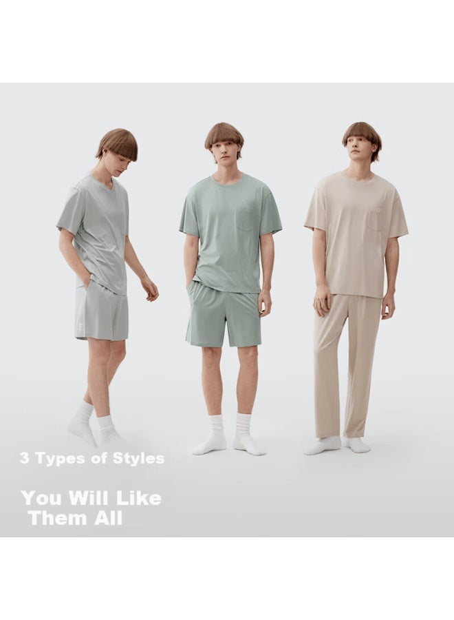 Bananain Cotton 506s Modal Pajamas For Men, Summer Short-sleeve Shorts, Silk-like Cool And Lightweight Breathable Loungewear Set - Image 4