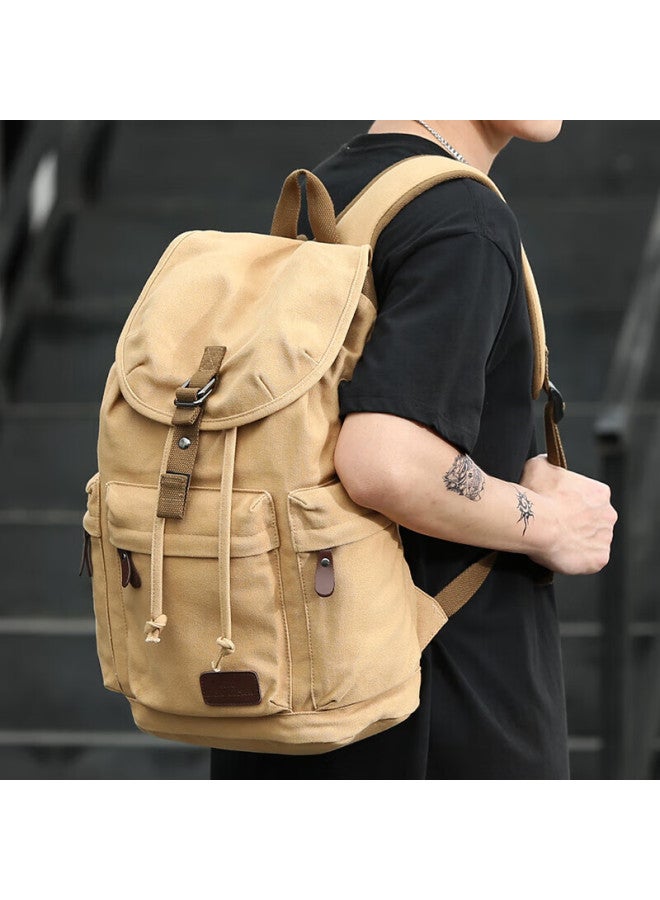 Viney Canvas Backpack For Men And Women, Travel Bag, School Bag, Large Capacity Laptop Bag For College Students, High School And Middle School Students, Hiking Bag, Luggage Bag, Fashionable Casual Business Trip Outdoor Travel Backpack - Image 1