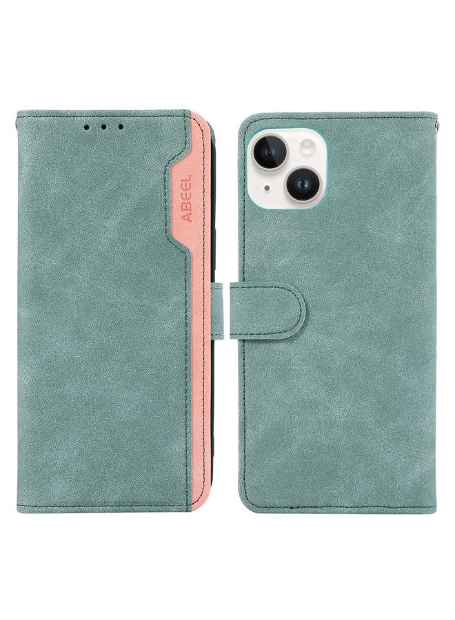 S-TOP Case For iPhone 14 Plus ABEEL Color Block Magnetic RFID Leather Phone Case - Image 1