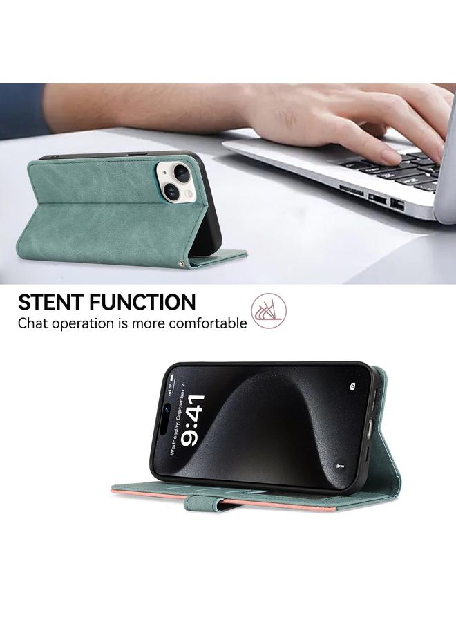 S-TOP Case For iPhone 14 Plus ABEEL Color Block Magnetic RFID Leather Phone Case - Image 5