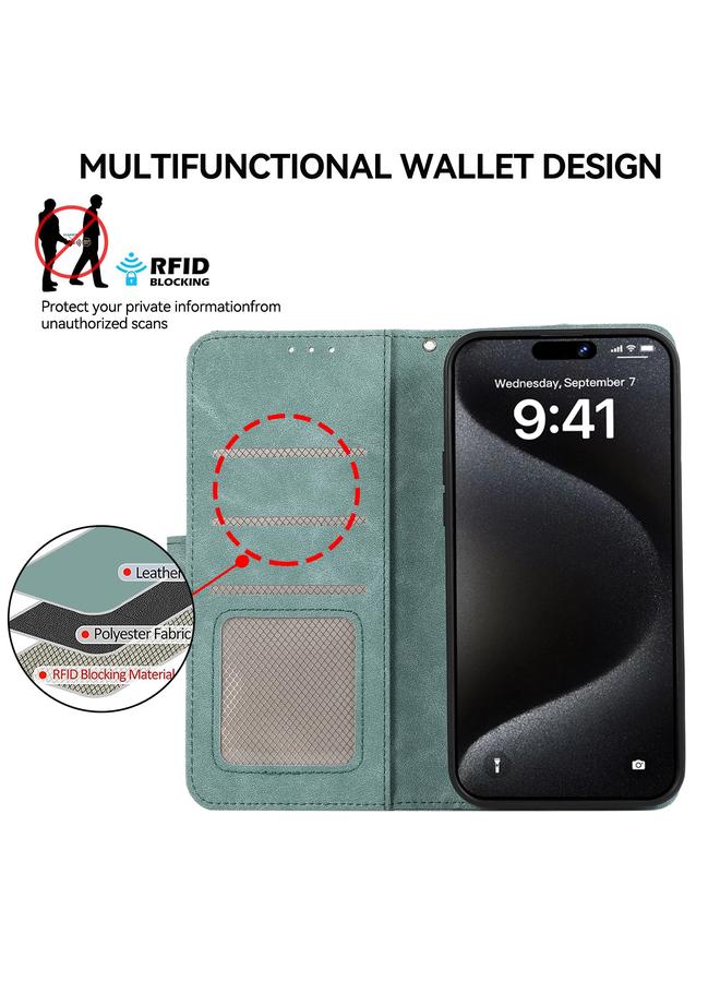 S-TOP Case For iPhone 14 Plus ABEEL Color Block Magnetic RFID Leather Phone Case - Image 4