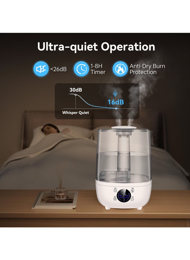 Perfin - Air Humidifier, 4L Smart Humidifier with Remote & Touch Control, Adjustable Mist 360° Dual Nozzle,  Constant Humidity Mode and Timer, Essential Oil Function, Cool Mist Humidifier Air Purifier for Bedroom, Baby - Image 1