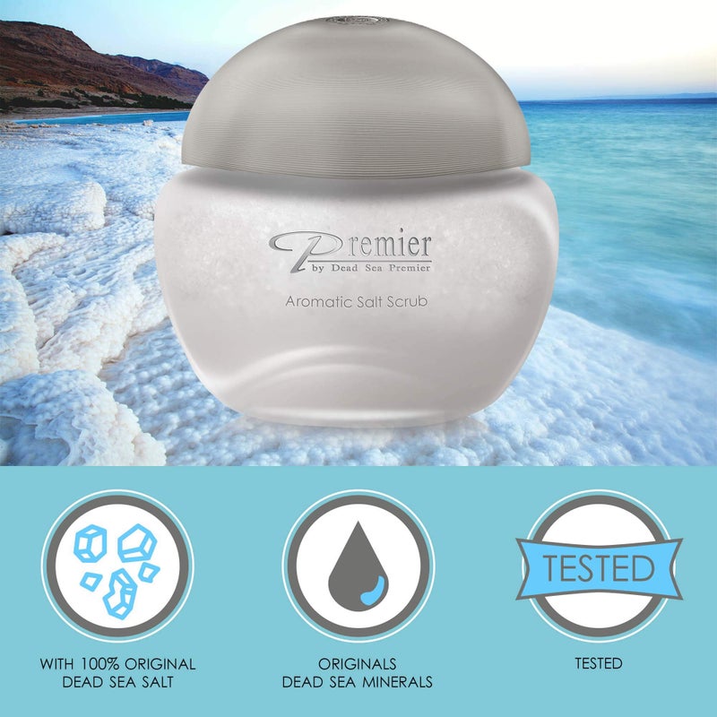 Premier Dead Sea Aromatic Salt Scrub bath salts infused with essential oils, jojoba oil, vitamin e oil, Exfoliates and Moisturizes smooth soft skin Hands, Feet & Body BREEZE SCENT 10.05FL OZ - Image 4
