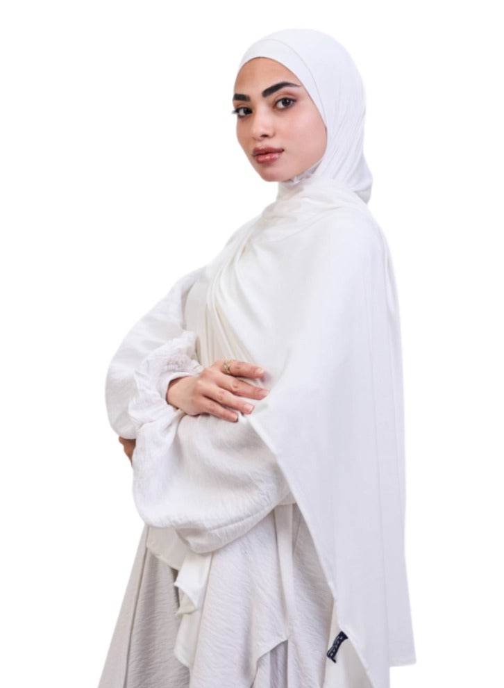 طرحة الجيل القطن الفاخرة ببندانة رباط مريحة - طول 2 متر، عرض 60 سم - ألوان سادة، خامة جيل بيور قطن 100% بدون خياطة.  - Image 1