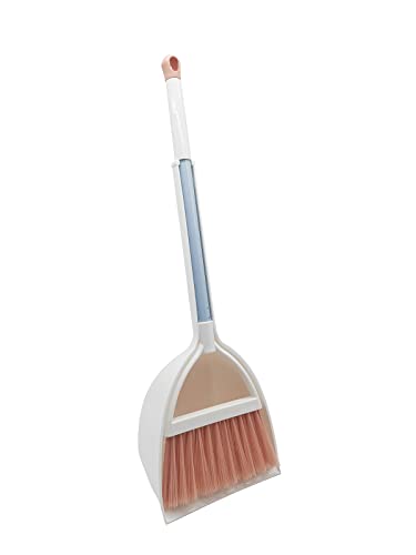Xifando Mini Broom with Dustpan for Kids,Little Housekeeping Helper Set (White+Pink) - Image 1
