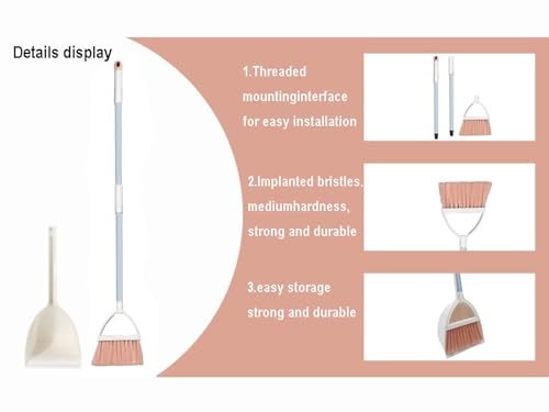 Xifando Mini Broom with Dustpan for Kids,Little Housekeeping Helper Set (White+Pink) - Image 4
