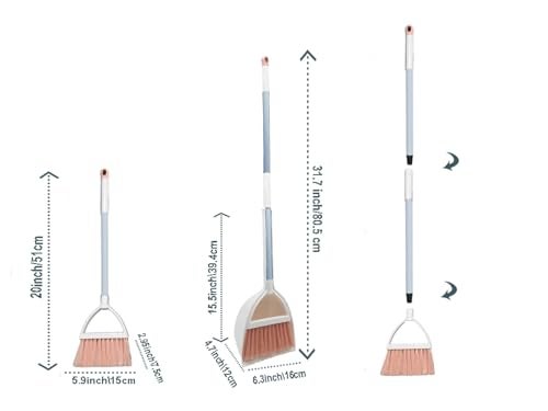 Xifando Mini Broom with Dustpan for Kids,Little Housekeeping Helper Set (White+Pink) - Image 3