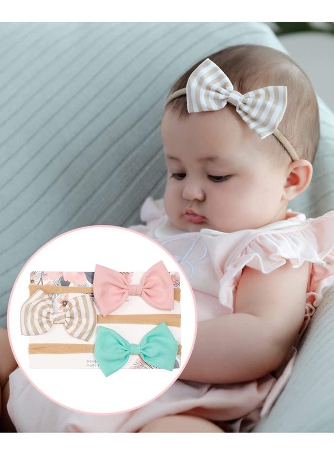 ANZAILALA ANZAILALA Baby Girl Flower Headbands Set, 4pcs Elastic Floral Hair Band, Bows Wrap for Infant Newborn Toddler  - Image 2