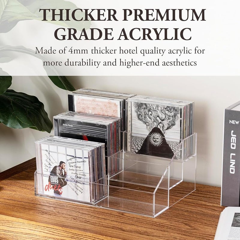 MyGift 3 Tier Modern Premium Clear Acrylic Cascading CD Storage Rack, Tabletop Compact Disc Case Holder, Media Organizer Display Stand Holds Up to 36 Jewel Cases - Image 2