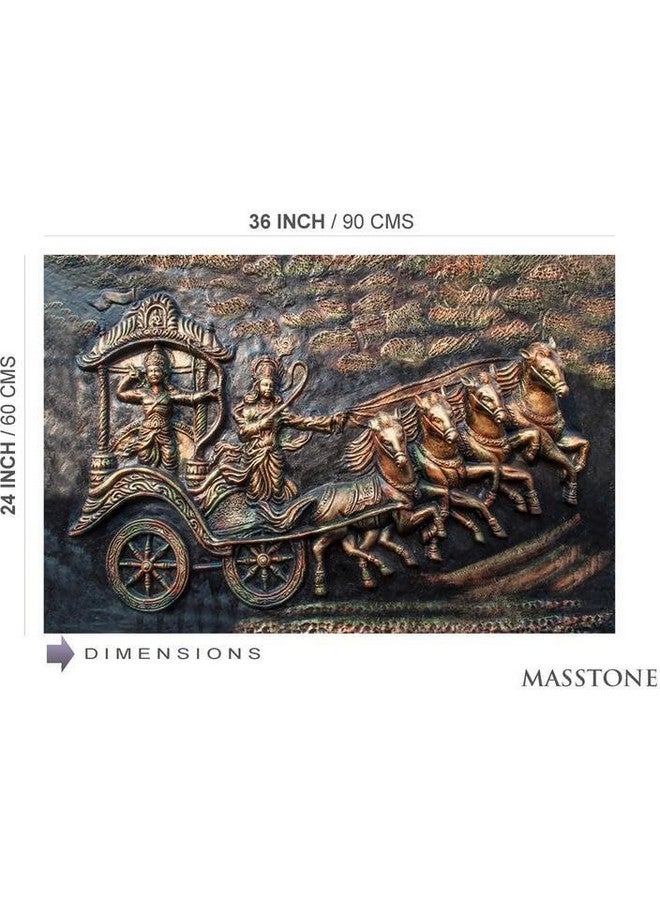 Masstone Mahabharat Wall Paintings | Digital Reprint Painting for Living Room | Krishna and Arjun Wall Painting | Krishna Arjuna Mahabharat Painting | Size: 36 x 24 Inch | Pack of 1 - Image 2