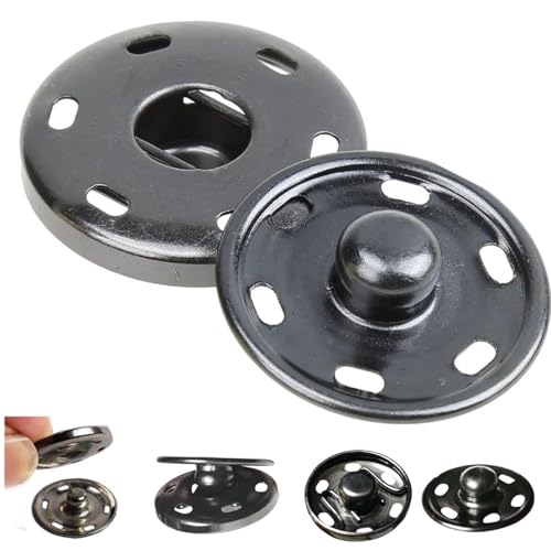 Fampery 24Set 1Inch/25mm Large Sew-on Snap Buttons for Clothes - Sew on Snaps Sewing Snaps for Fabric - Metal Snaps Fasteners Press Studs Buttons for Sewing Clothing, Black - Image 1