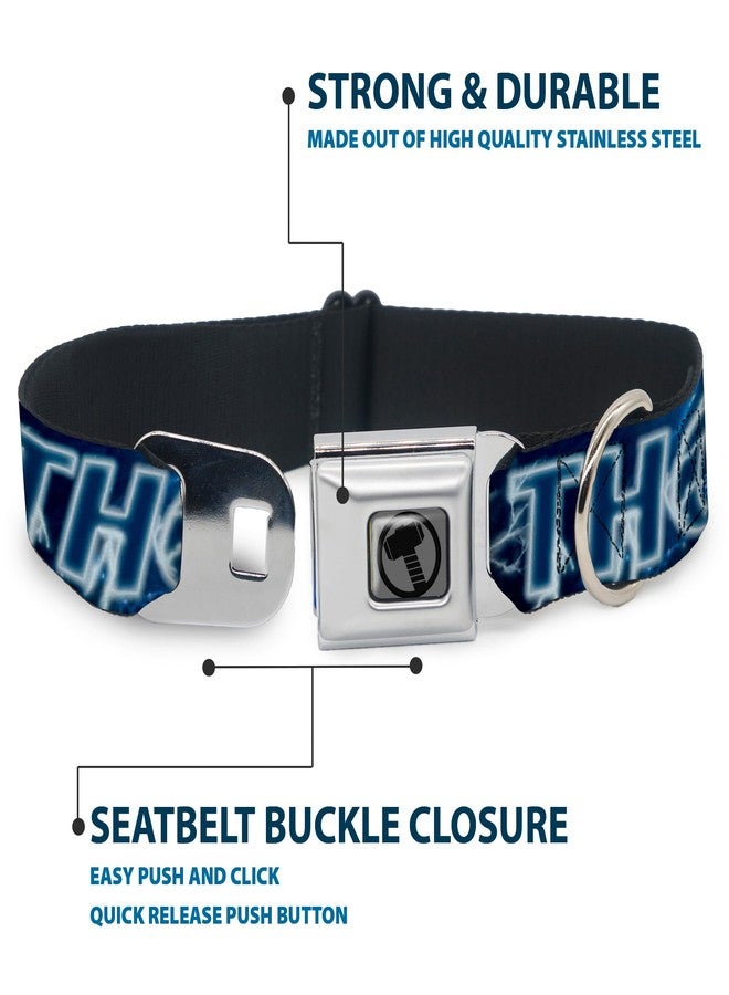 Buckle Down Dog Collar Seatbelt Buckle Avengers Thor Hammer Action Pose Galaxy Blues White 18 to 32 Inches 1.5 Inch Wide, DC-WTH023-WL - Image 4